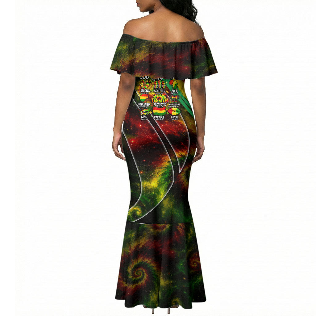 Juneteenth God Says I Am Christian Freedom Mermaid Dress Pan African Flag Colors Tie Dye Galaxy