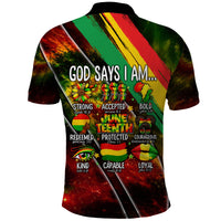 Juneteenth God Says I Am Christian Freedom Polo Shirt Pan African Flag Colors Tie Dye Galaxy