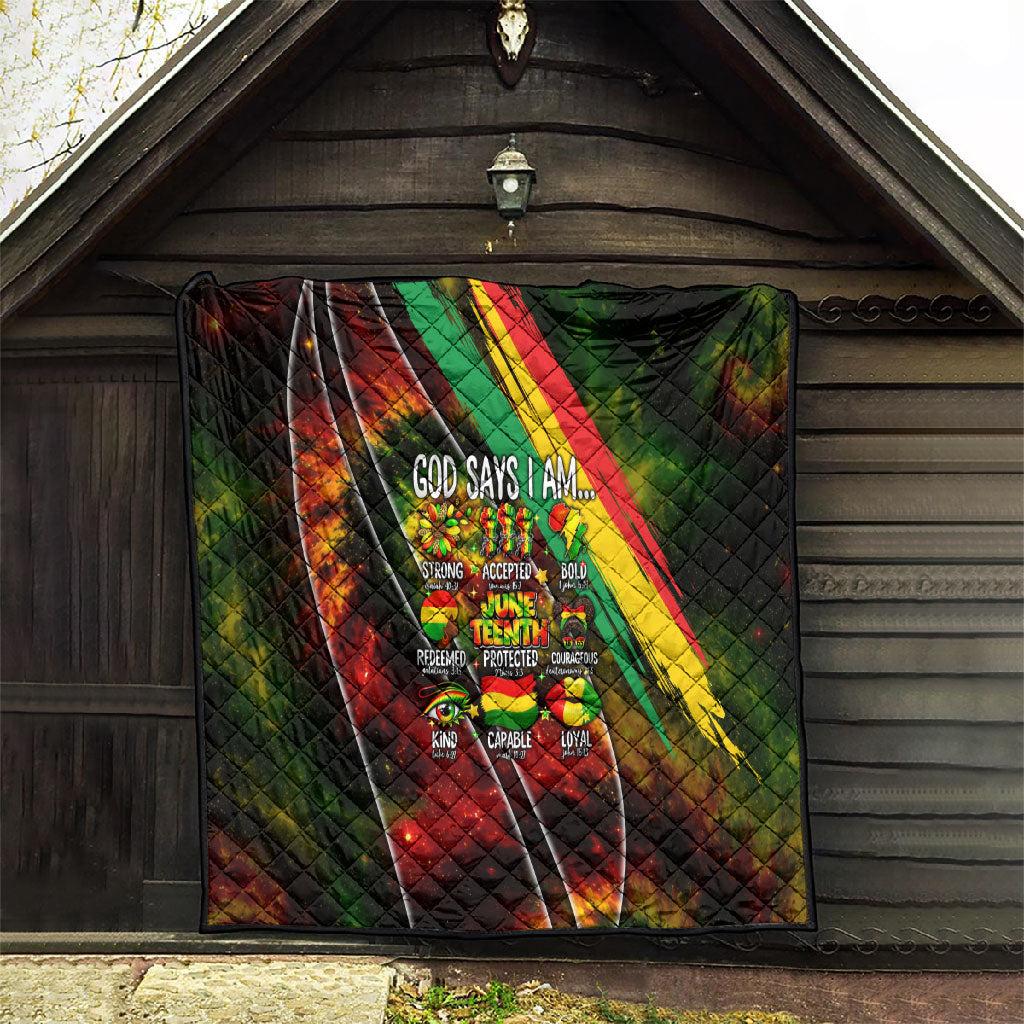 Juneteenth God Says I Am Christian Freedom Quilt Pan African Flag Colors Tie Dye Galaxy