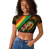Juneteenth God Says I Am Christian Freedom Raglan Cropped T shirt Pan African Flag Colors Tie Dye Galaxy