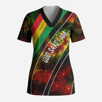 Juneteenth God Says I Am Christian Freedom Scrub Top Pan African Flag Colors Tie Dye Galaxy