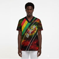 Juneteenth God Says I Am Christian Freedom Scrub Top Pan African Flag Colors Tie Dye Galaxy