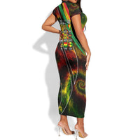 Juneteenth God Says I Am Christian Freedom Short Sleeve Bodycon Dress Pan African Flag Colors Tie Dye Galaxy