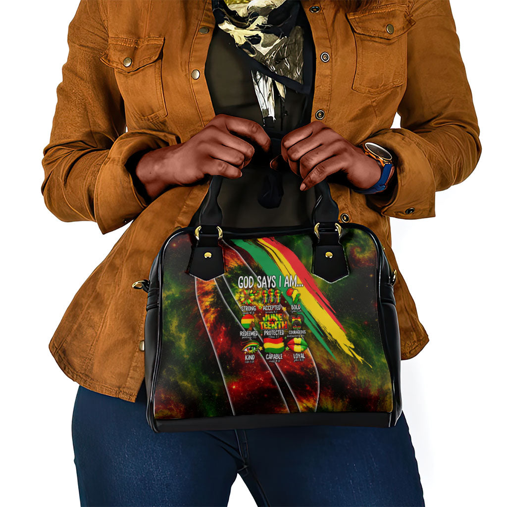 Juneteenth God Says I Am Christian Freedom Shoulder Handbag Pan African Flag Colors Tie Dye Galaxy