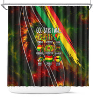 Juneteenth God Says I Am Christian Freedom Shower Curtain Pan African Flag Colors Tie Dye Galaxy