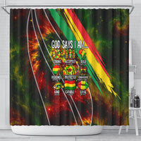 Juneteenth God Says I Am Christian Freedom Shower Curtain Pan African Flag Colors Tie Dye Galaxy