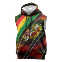 Juneteenth God Says I Am Christian Freedom Sleeveless Zip Hoodie Pan African Flag Colors Tie Dye Galaxy