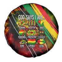 Juneteenth God Says I Am Christian Freedom Spare Tire Cover Pan African Flag Colors Tie Dye Galaxy