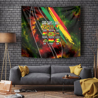 Juneteenth God Says I Am Christian Freedom Tapestry Pan African Flag Colors Tie Dye Galaxy