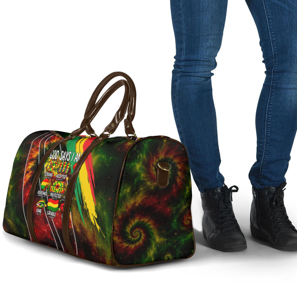 Juneteenth God Says I Am Christian Freedom Travel Bag Pan African Flag Colors Tie Dye Galaxy