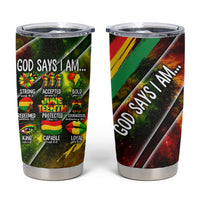 Juneteenth God Says I Am Christian Freedom Tumbler Cup Pan African Flag Colors Tie Dye Galaxy
