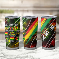 Juneteenth God Says I Am Christian Freedom Tumbler Cup Pan African Flag Colors Tie Dye Galaxy