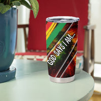 Juneteenth God Says I Am Christian Freedom Tumbler Cup Pan African Flag Colors Tie Dye Galaxy