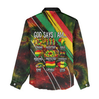 Juneteenth God Says I Am Christian Freedom Women Casual Shirt Pan African Flag Colors Tie Dye Galaxy