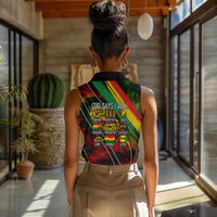 Juneteenth God Says I Am Christian Freedom Women Sleeveless Polo Shirt Pan African Flag Colors Tie Dye Galaxy