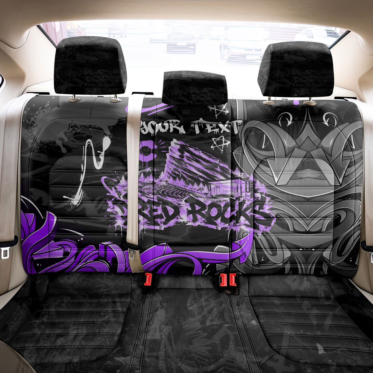 Personalized Colorado Aspen Snowmass Red Rocks Back Car Seat Cover Urban Graffiti Paint Splatter Street Art