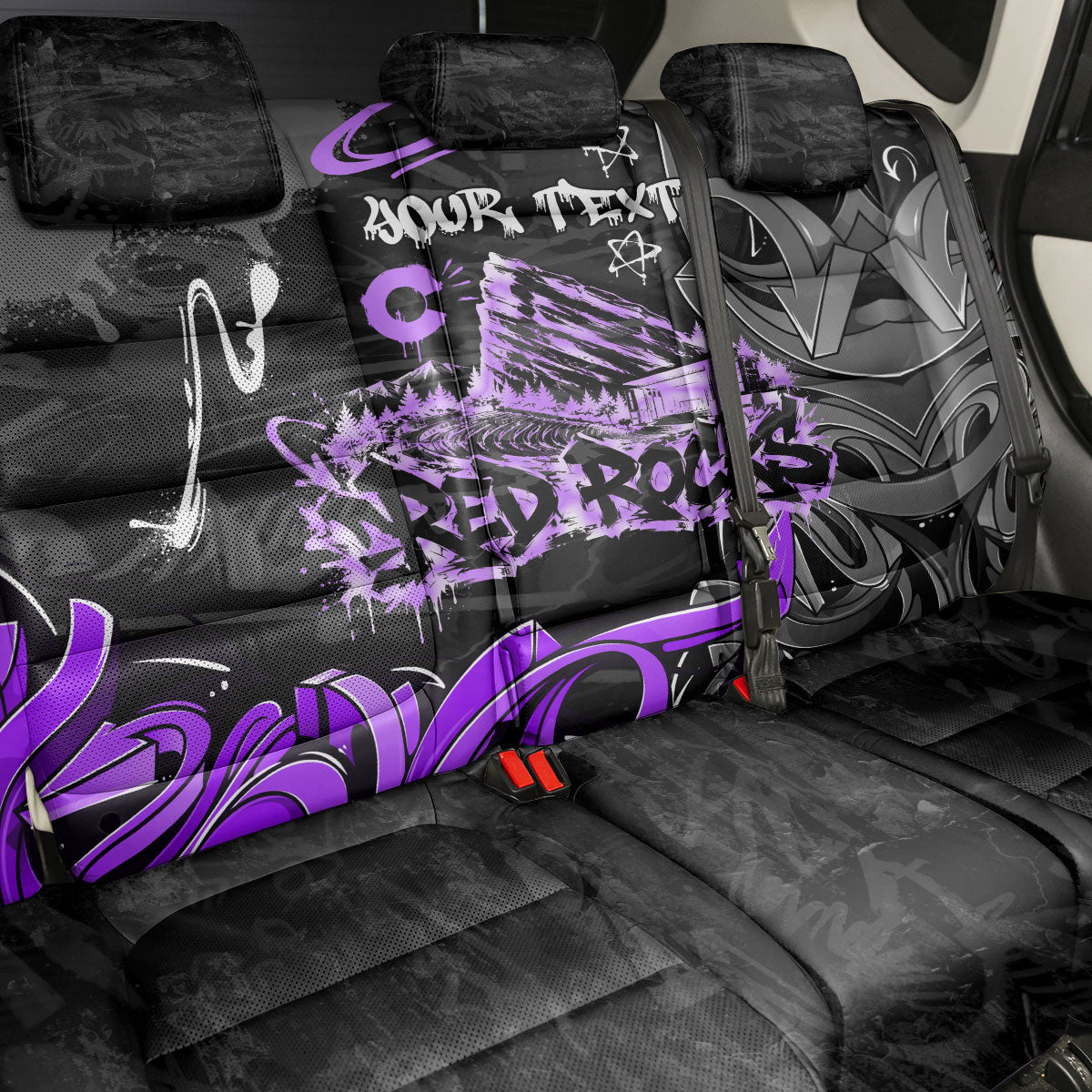 Personalized Colorado Aspen Snowmass Red Rocks Back Car Seat Cover Urban Graffiti Paint Splatter Street Art