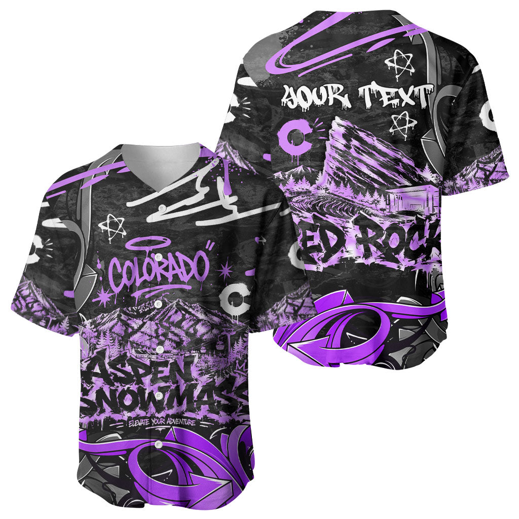Personalized Colorado Aspen Snowmass Red Rocks Baseball Jersey Urban Graffiti Paint Splatter Street Art