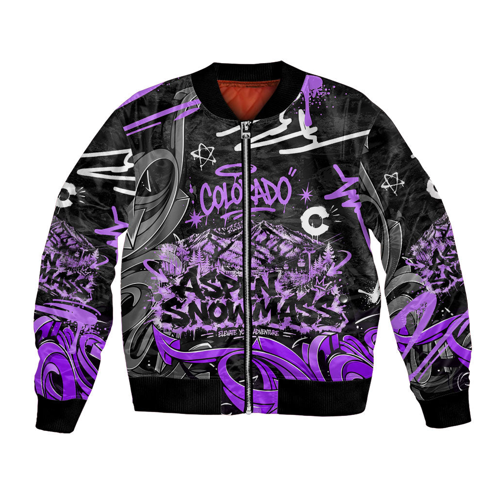 Personalized Colorado Aspen Snowmass Red Rocks Bomber Jacket Urban Graffiti Paint Splatter Street Art