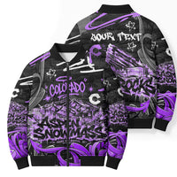 Personalized Colorado Aspen Snowmass Red Rocks Bomber Puffer Jacket Urban Graffiti Paint Splatter Street Art