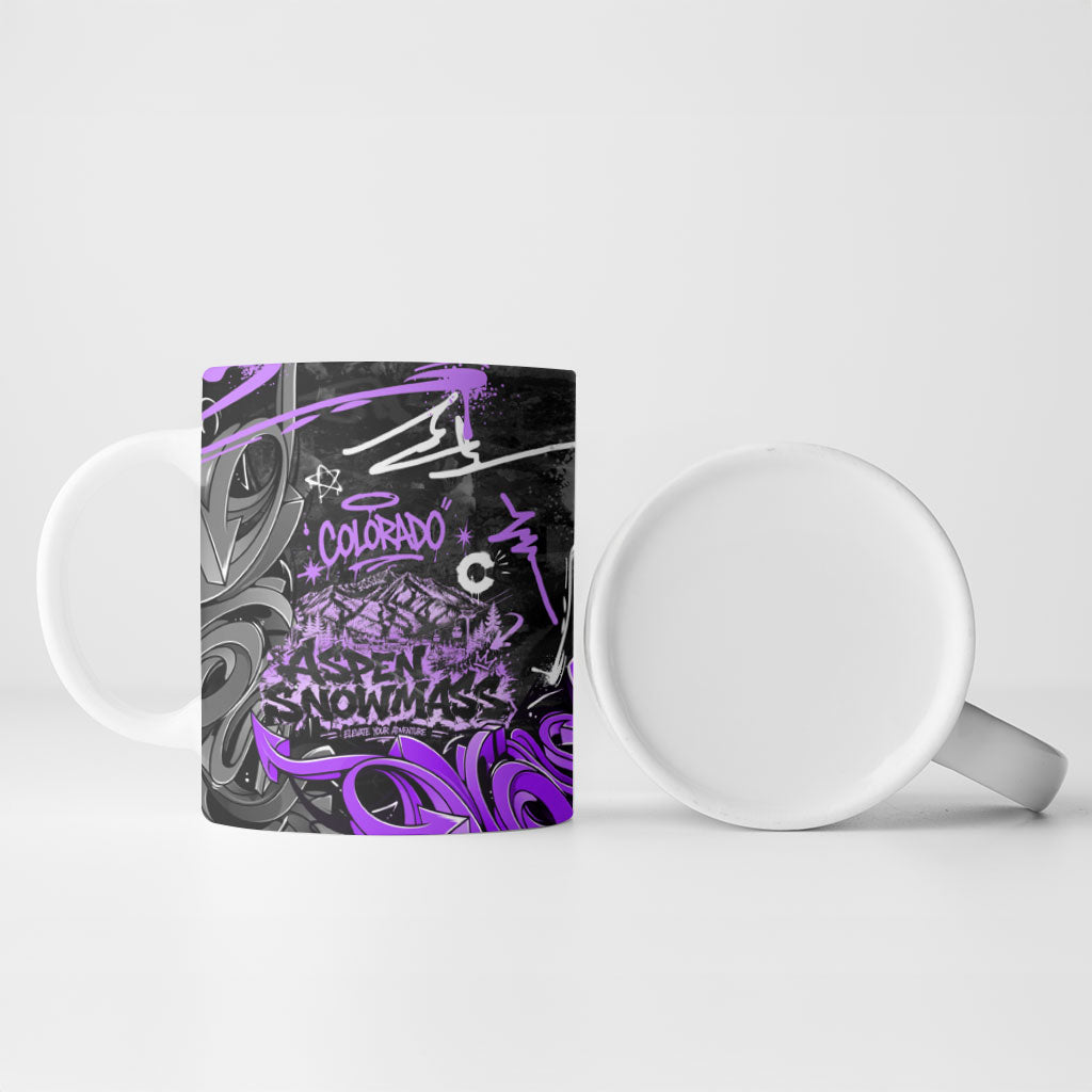 Personalized Colorado Aspen Snowmass Red Rocks Ceramic Mug Urban Graffiti Paint Splatter Street Art