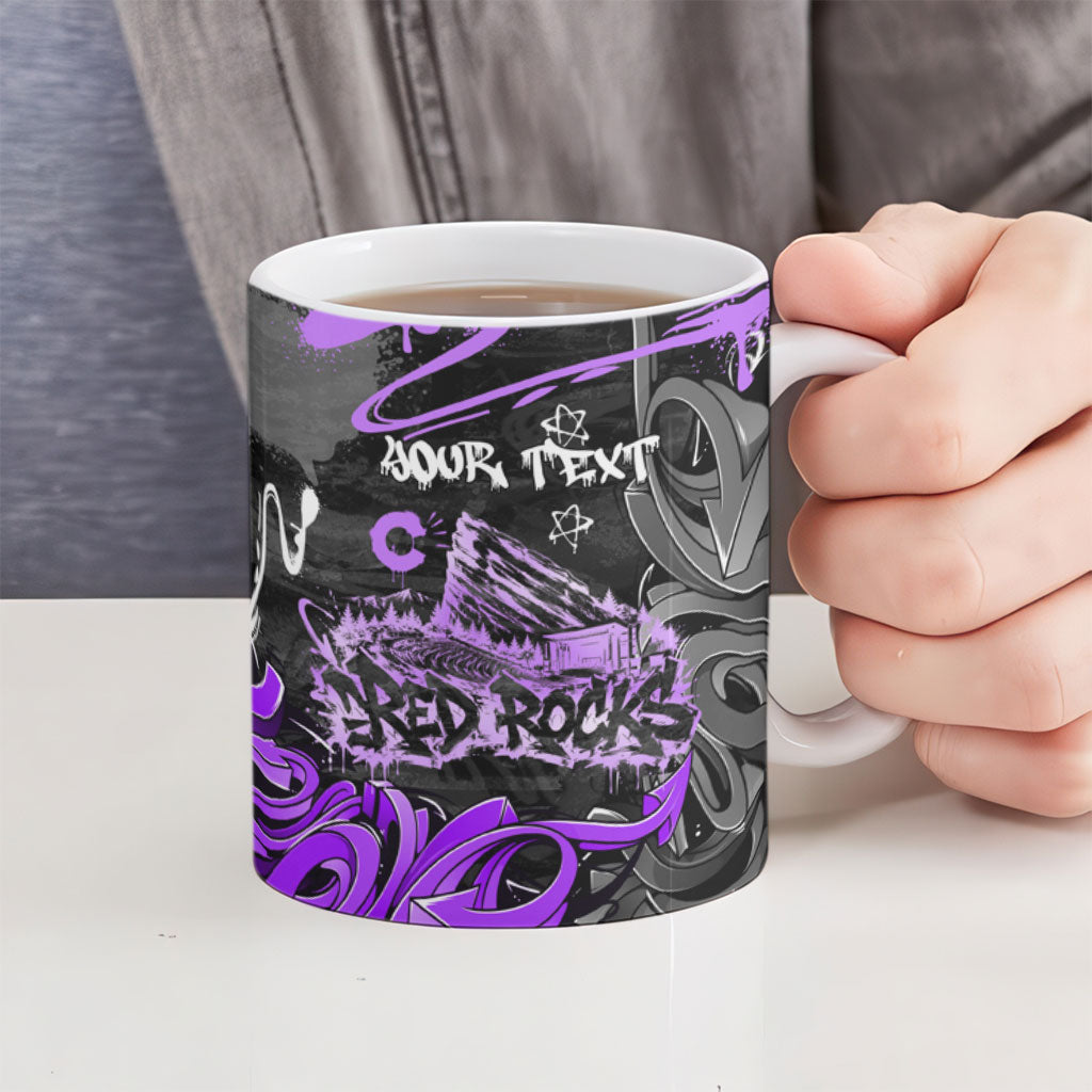 Personalized Colorado Aspen Snowmass Red Rocks Ceramic Mug Urban Graffiti Paint Splatter Street Art