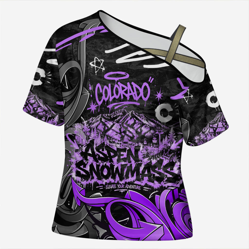 Personalized Colorado Aspen Snowmass Red Rocks Cross Shoulder Shirt Urban Graffiti Paint Splatter Street Art