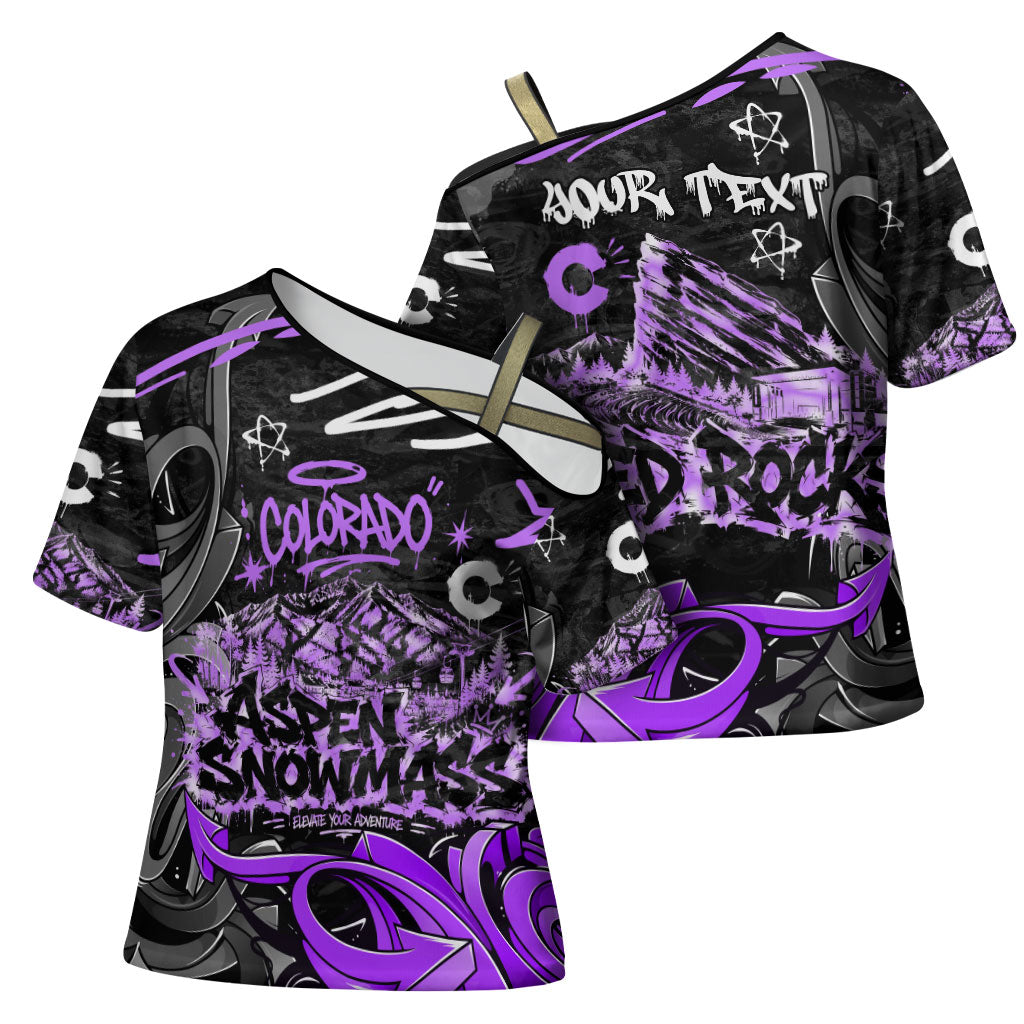Personalized Colorado Aspen Snowmass Red Rocks Cross Shoulder Shirt Urban Graffiti Paint Splatter Street Art