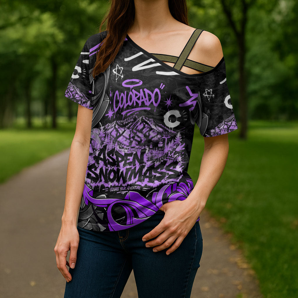 Personalized Colorado Aspen Snowmass Red Rocks Cross Shoulder Shirt Urban Graffiti Paint Splatter Street Art