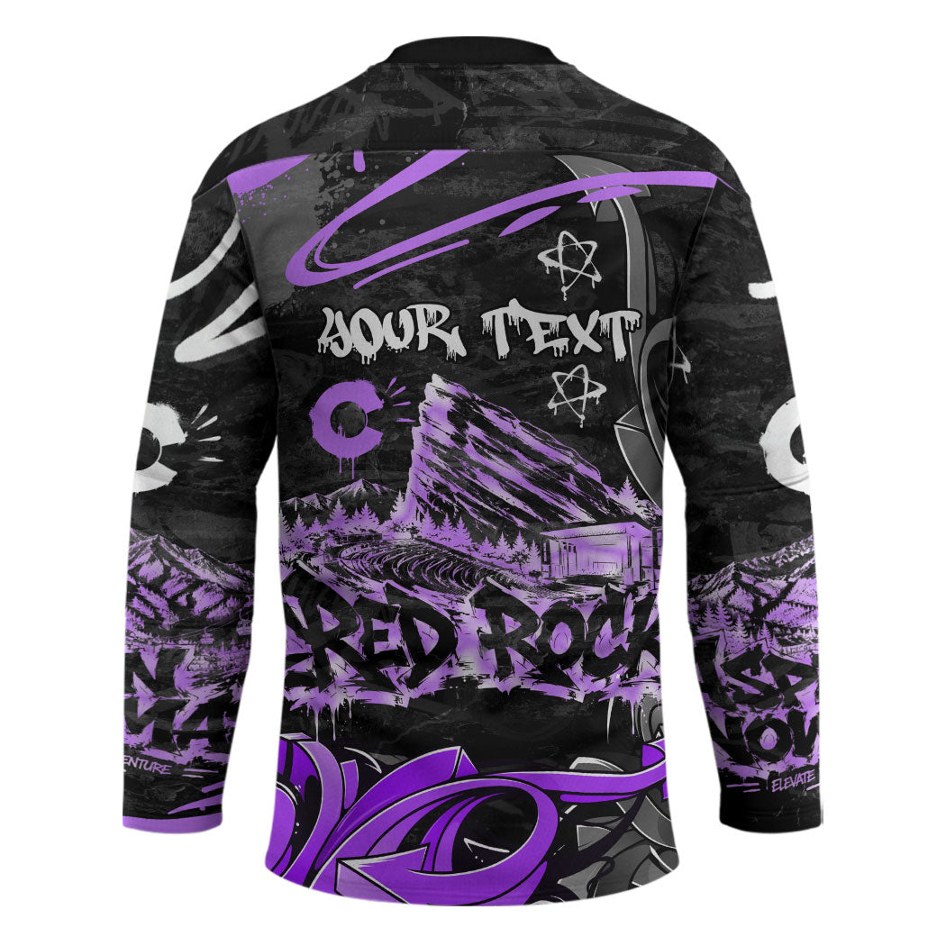 Personalized Colorado Aspen Snowmass Red Rocks Hockey Jersey Urban Graffiti Paint Splatter Street Art
