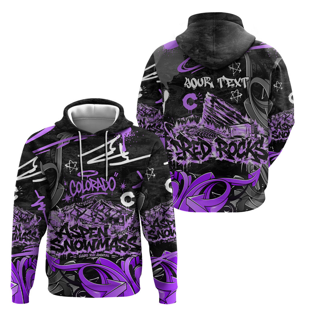 Personalized Colorado Aspen Snowmass Red Rocks Hoodie Urban Graffiti Paint Splatter Street Art