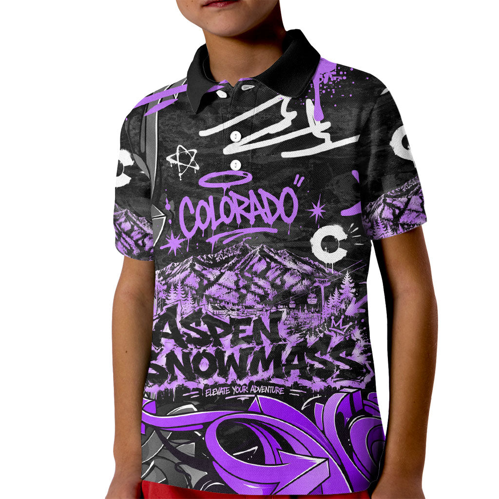 Personalized Colorado Aspen Snowmass Red Rocks Kid Polo Shirt Urban Graffiti Paint Splatter Street Art