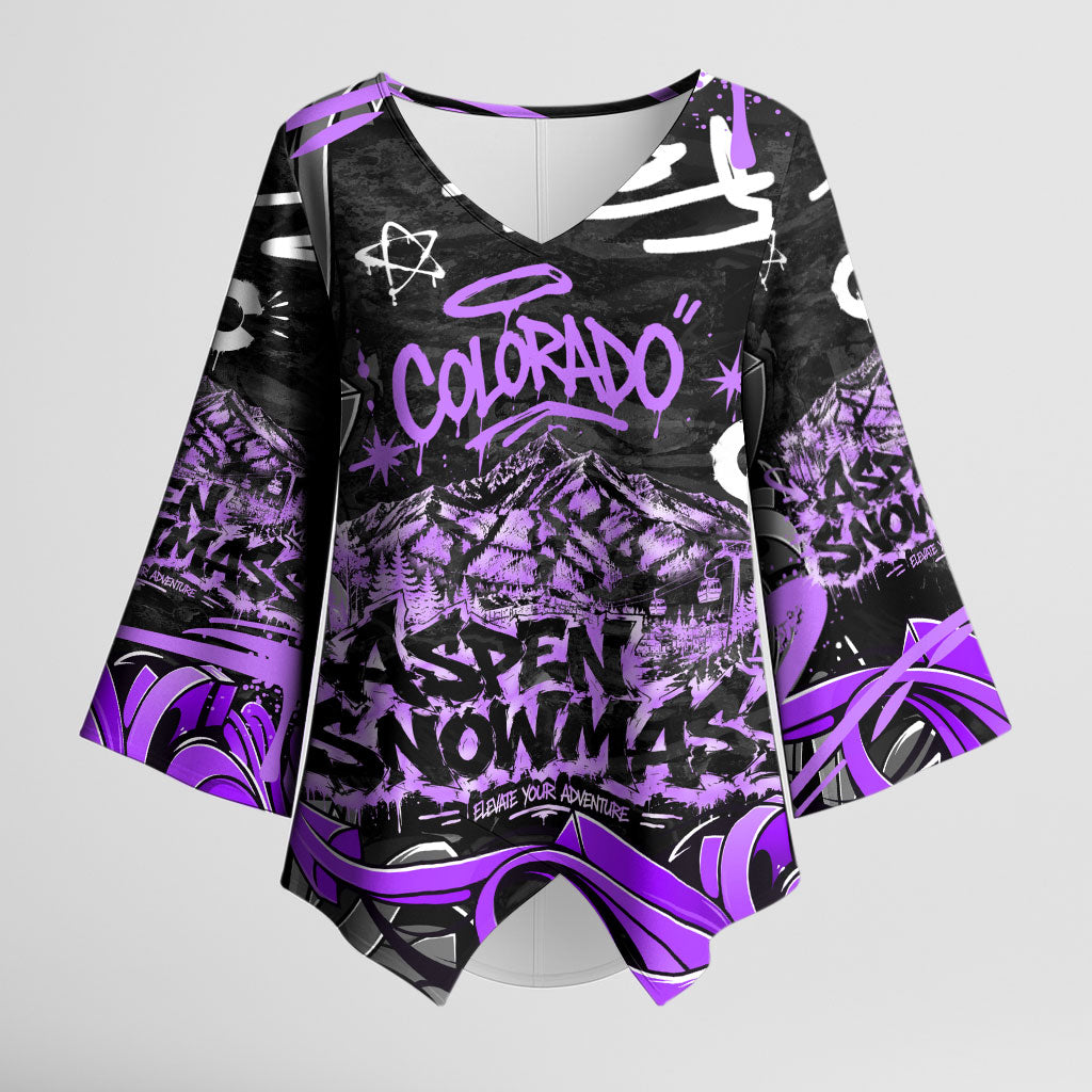 Personalized Colorado Aspen Snowmass Red Rocks Kimono Sleeve Blouse Urban Graffiti Paint Splatter Street Art