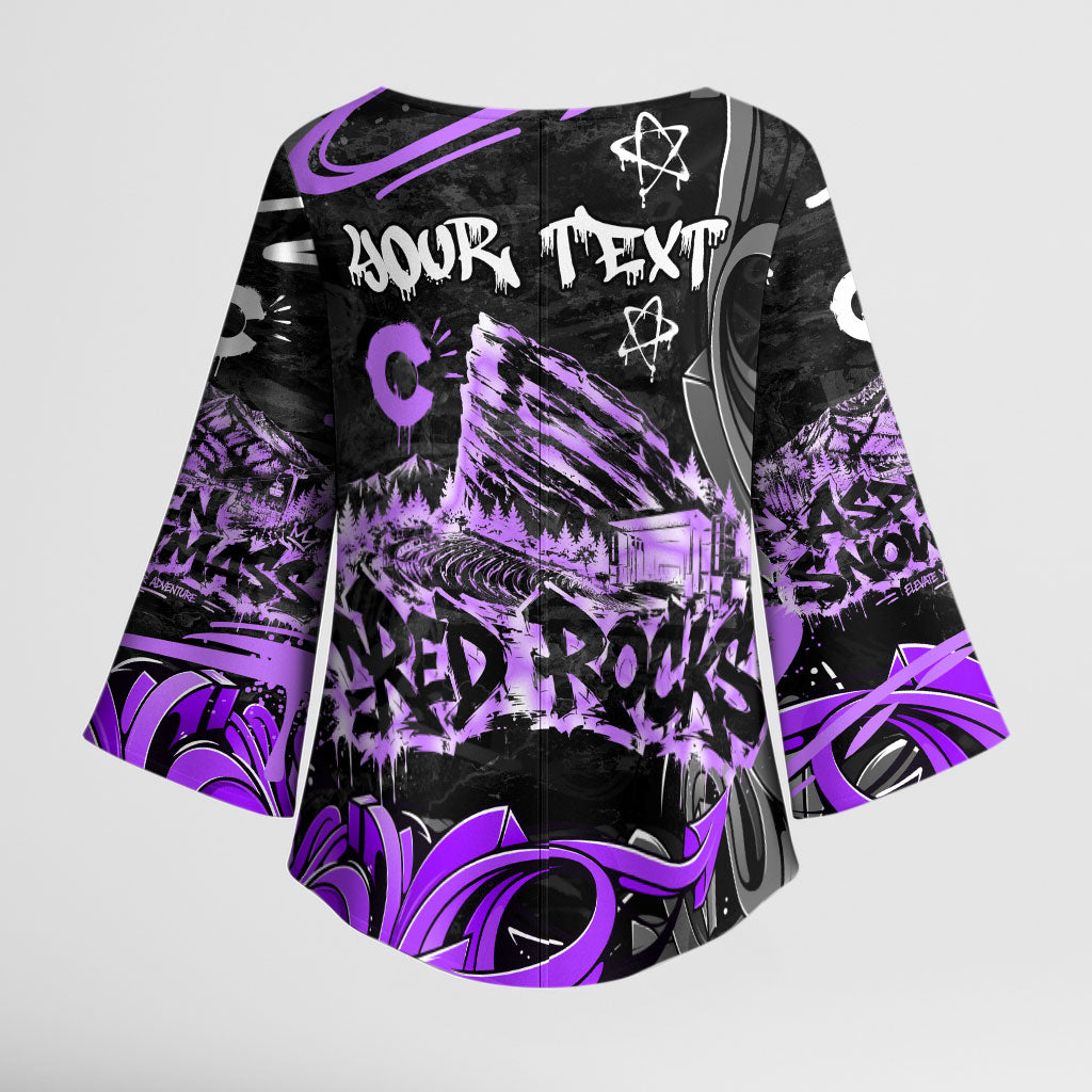 Personalized Colorado Aspen Snowmass Red Rocks Kimono Sleeve Blouse Urban Graffiti Paint Splatter Street Art