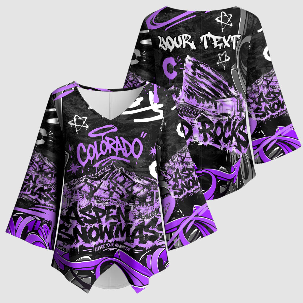 Personalized Colorado Aspen Snowmass Red Rocks Kimono Sleeve Blouse Urban Graffiti Paint Splatter Street Art