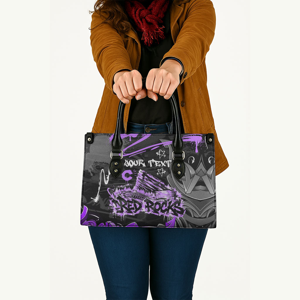 Personalized Colorado Aspen Snowmass Red Rocks Leather Bag Urban Graffiti Paint Splatter Street Art