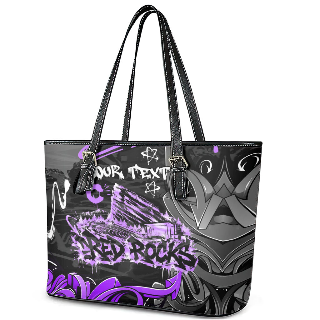 Personalized Colorado Aspen Snowmass Red Rocks Leather Tote Bag Urban Graffiti Paint Splatter Street Art