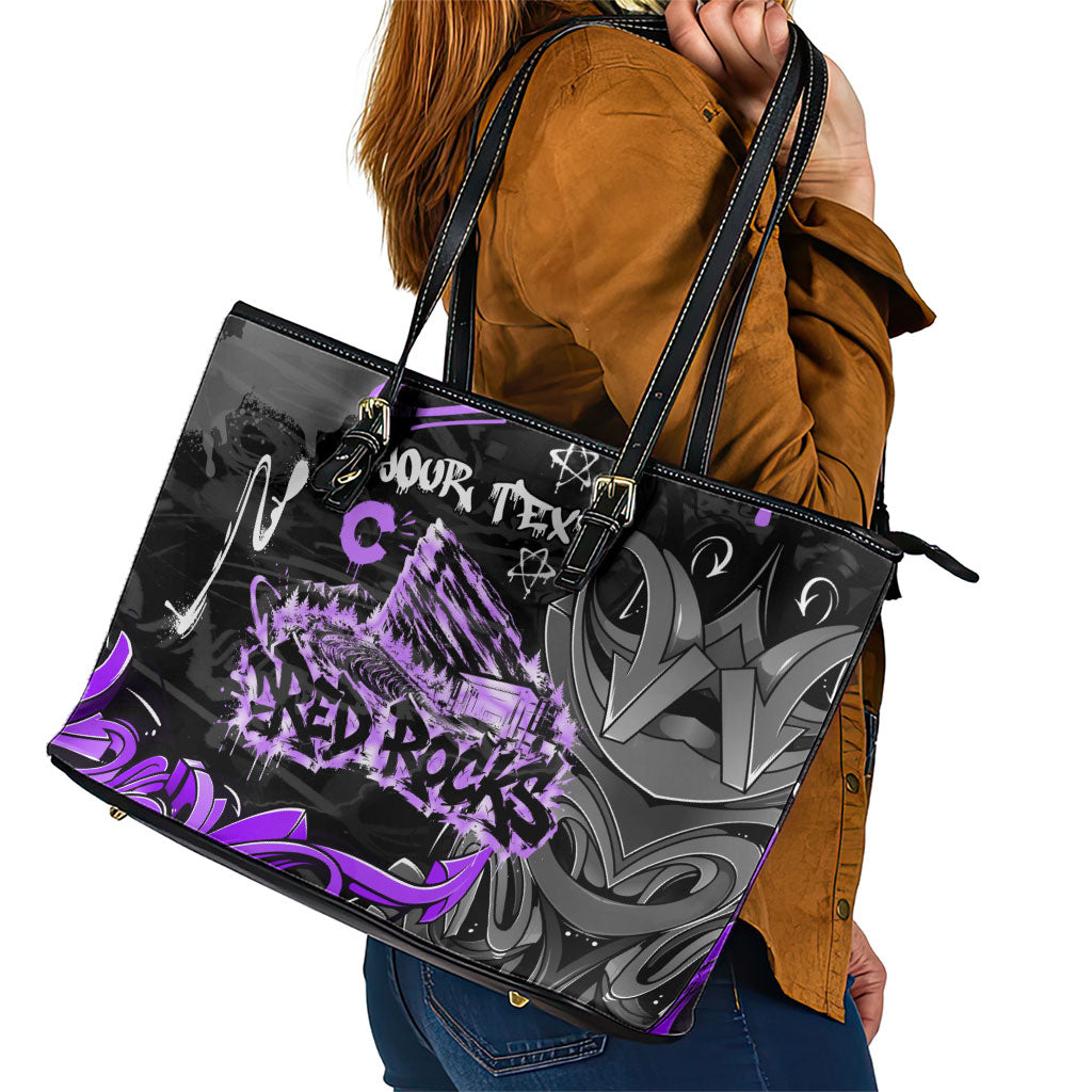 Personalized Colorado Aspen Snowmass Red Rocks Leather Tote Bag Urban Graffiti Paint Splatter Street Art