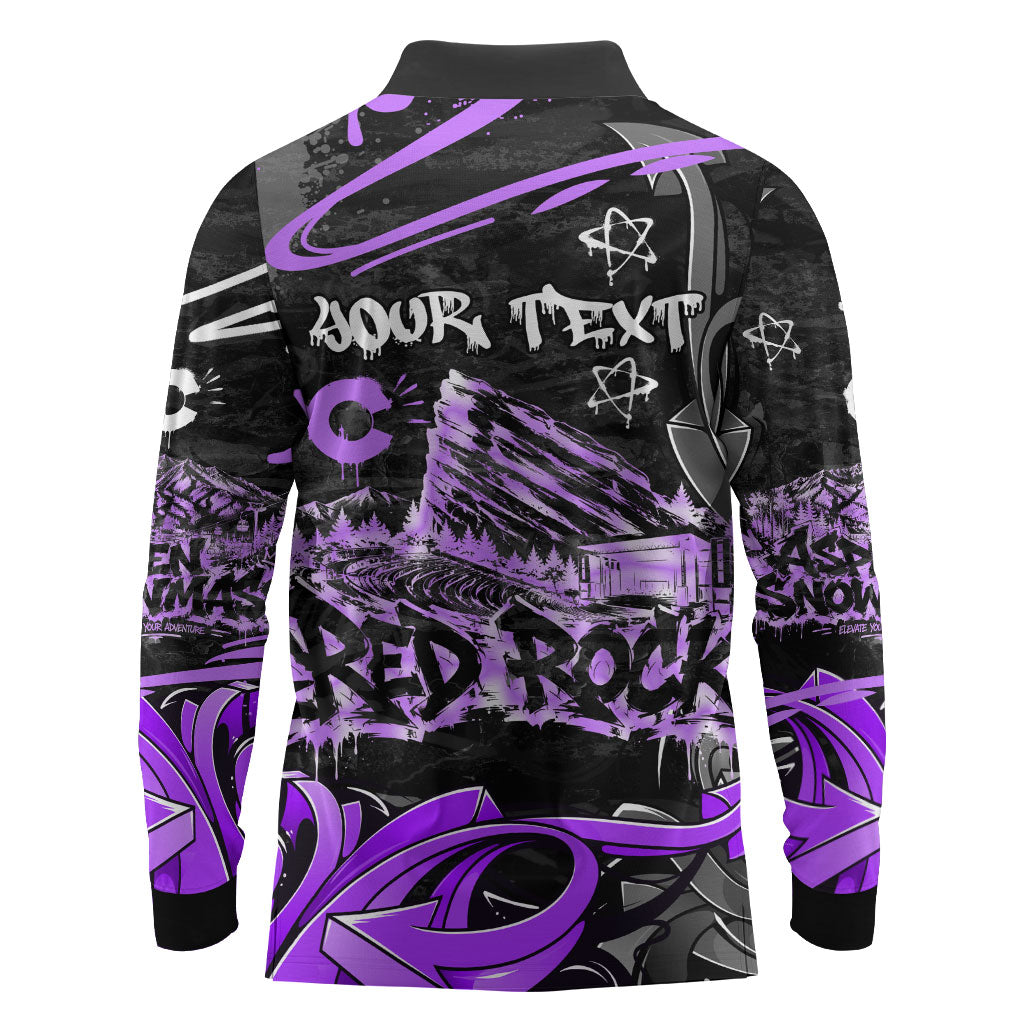 Personalized Colorado Aspen Snowmass Red Rocks Long Sleeve Polo Shirt Urban Graffiti Paint Splatter Street Art