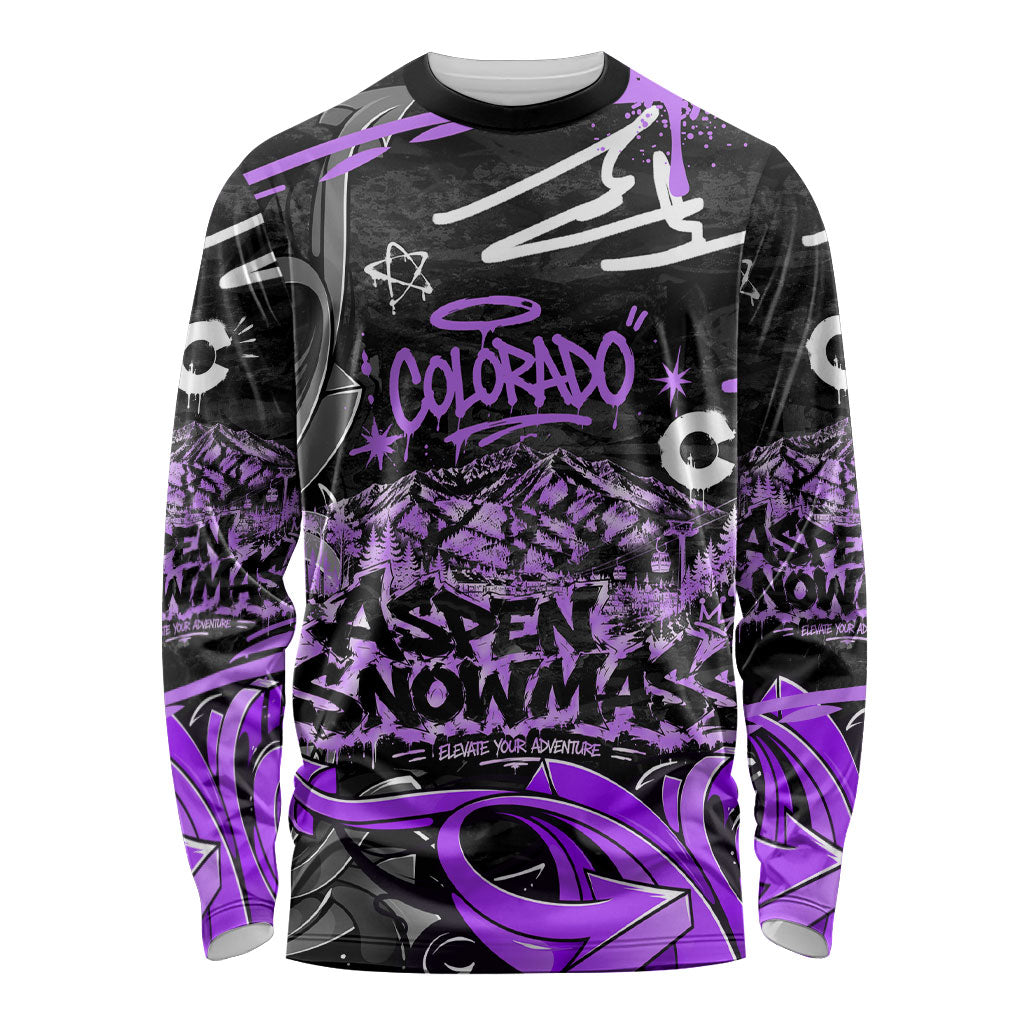 Personalized Colorado Aspen Snowmass Red Rocks Long Sleeve Shirt Urban Graffiti Paint Splatter Street Art
