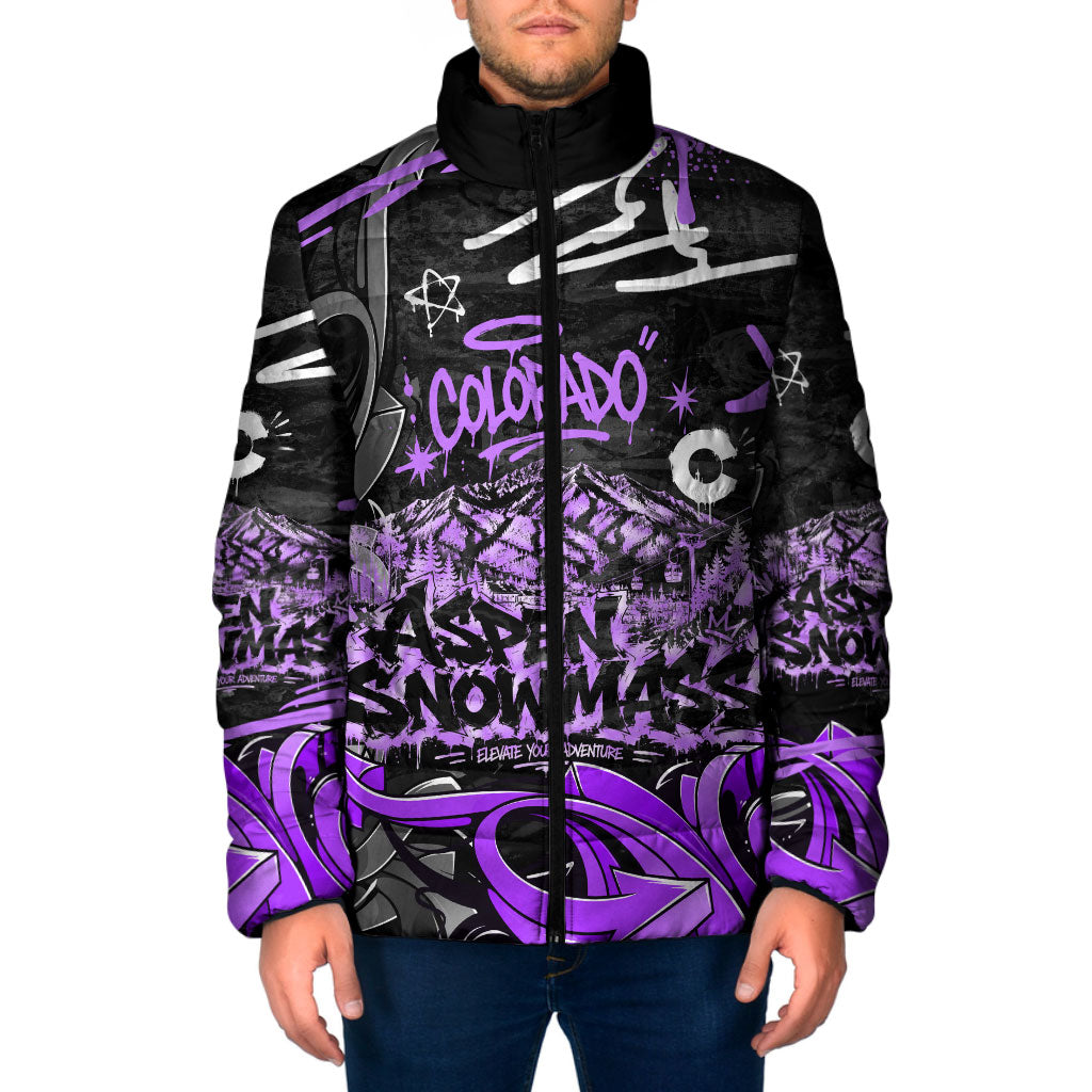 Personalized Colorado Aspen Snowmass Red Rocks Padded Jacket Urban Graffiti Paint Splatter Street Art