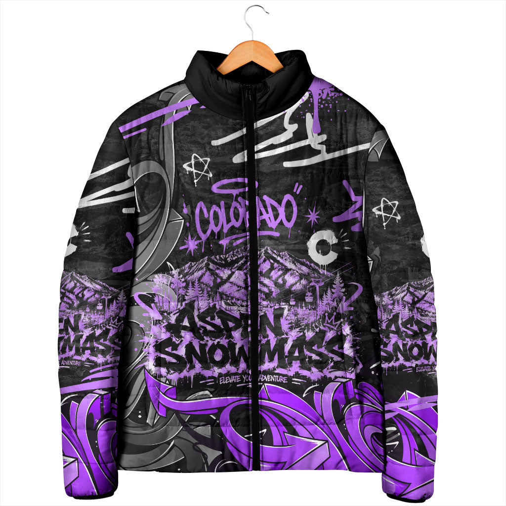Personalized Colorado Aspen Snowmass Red Rocks Padded Jacket Urban Graffiti Paint Splatter Street Art