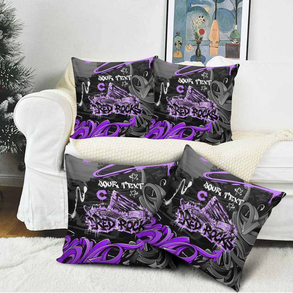 Personalized Colorado Aspen Snowmass Red Rocks Pillow Cover Urban Graffiti Paint Splatter Street Art