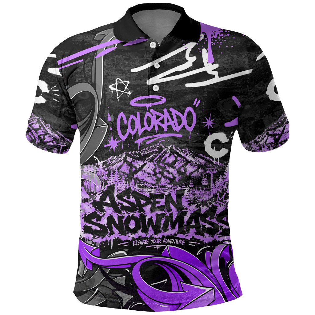 Personalized Colorado Aspen Snowmass Red Rocks Polo Shirt Urban Graffiti Paint Splatter Street Art