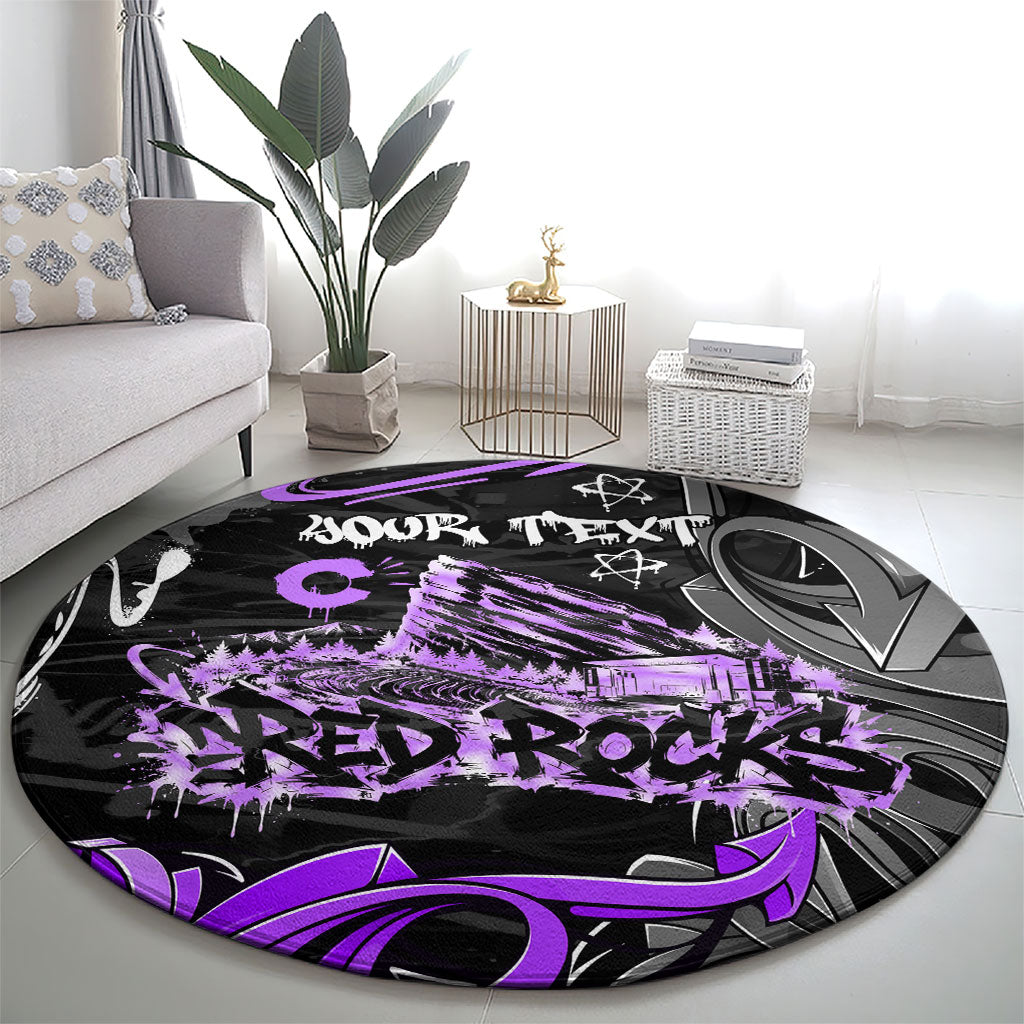 Personalized Colorado Aspen Snowmass Red Rocks Round Carpet Urban Graffiti Paint Splatter Street Art