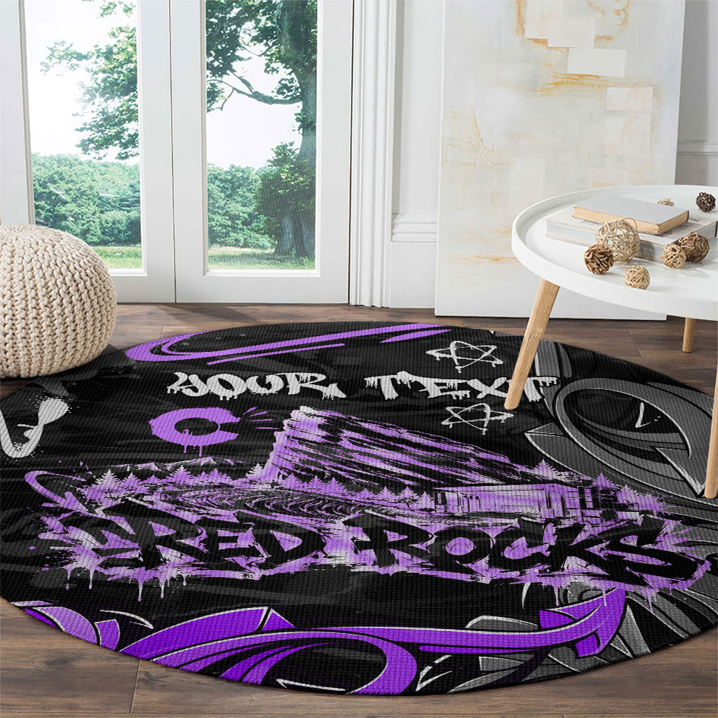Personalized Colorado Aspen Snowmass Red Rocks Round Carpet Urban Graffiti Paint Splatter Street Art