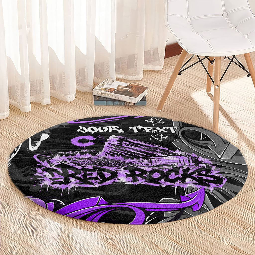 Personalized Colorado Aspen Snowmass Red Rocks Round Carpet Urban Graffiti Paint Splatter Street Art