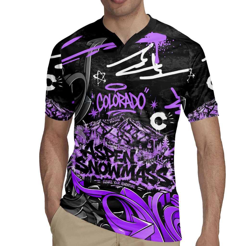 Personalized Colorado Aspen Snowmass Red Rocks Rugby Jersey Urban Graffiti Paint Splatter Street Art