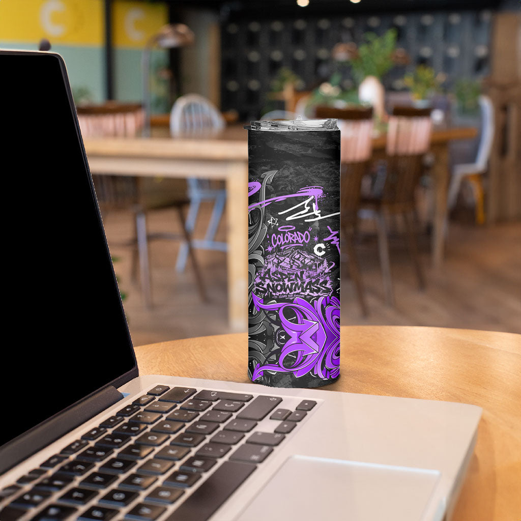 Personalized Colorado Aspen Snowmass Red Rocks Skinny Tumbler Urban Graffiti Paint Splatter Street Art