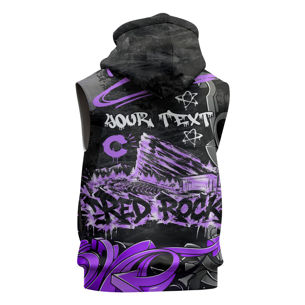 Personalized Colorado Aspen Snowmass Red Rocks Sleeveless Zip Hoodie Urban Graffiti Paint Splatter Street Art
